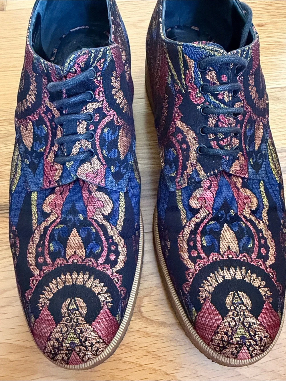 Dries Van Notten jacquard printed oxfords platforms 7.5/37.5 made in Italy